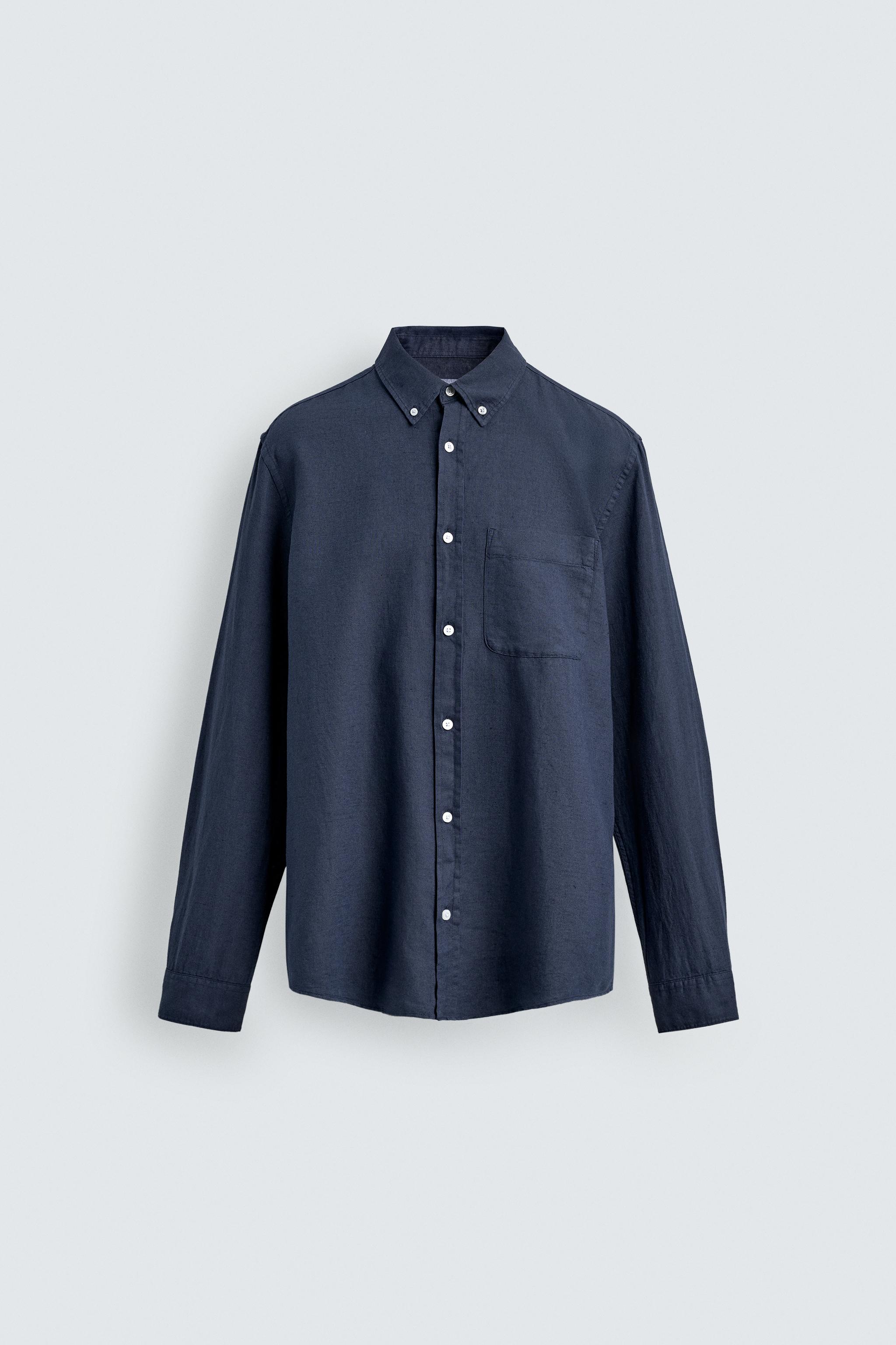 REGULAR FIT LINEN - COTTON SHIRT
